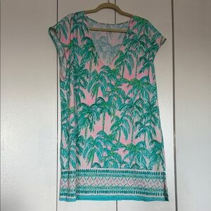 Lilly Pulitzer Pink and Green Palm Swim Cover-Up